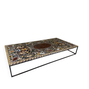 Table basse en marqueterie - marbre