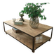 Table basse bois et fer 2 plateaux