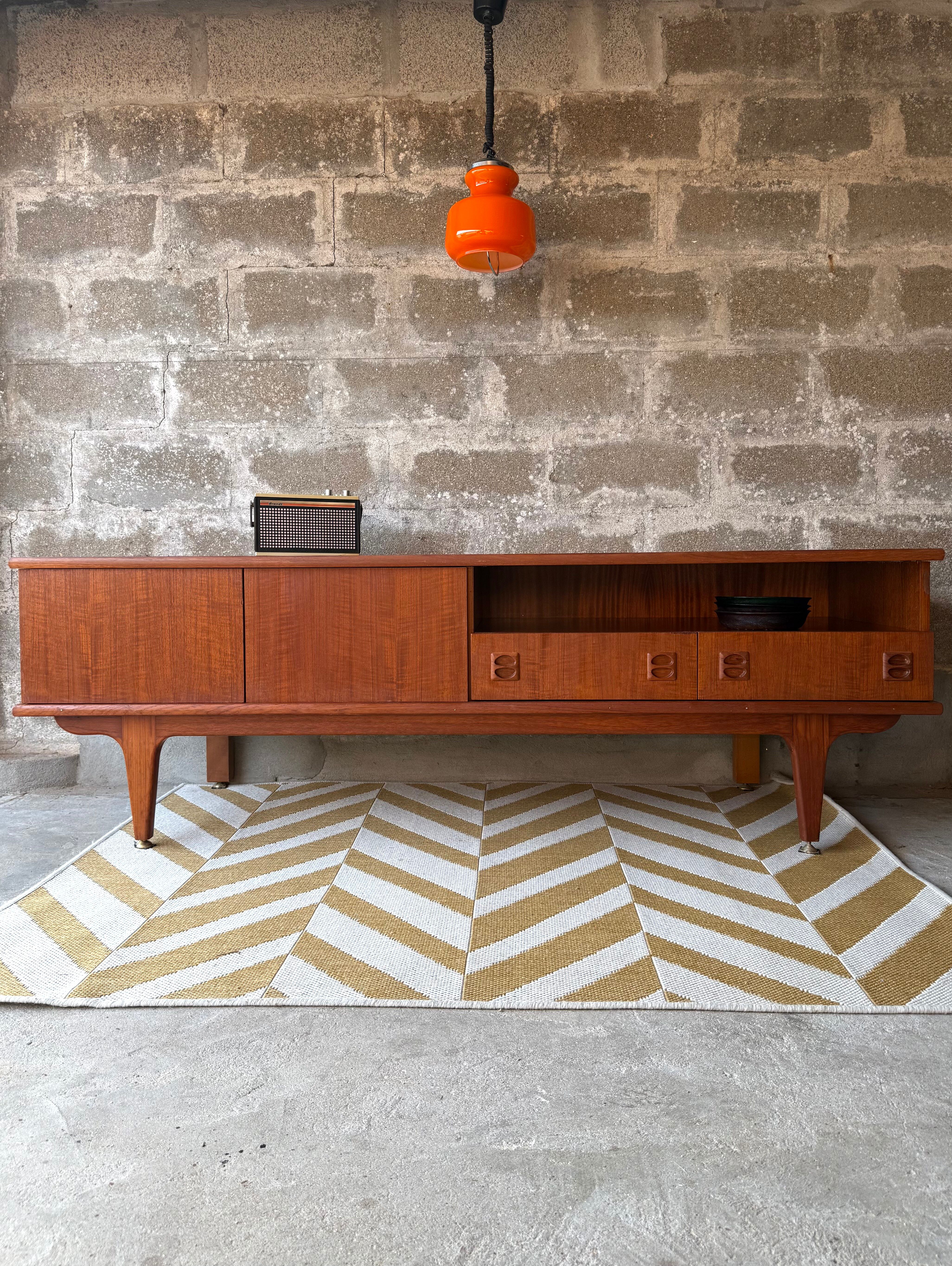 Scandinavian low sideboard in teak, 1960