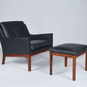 Leather armchair and footstool by Kai Lyngfeldt-Larsen. Denmark 1960s