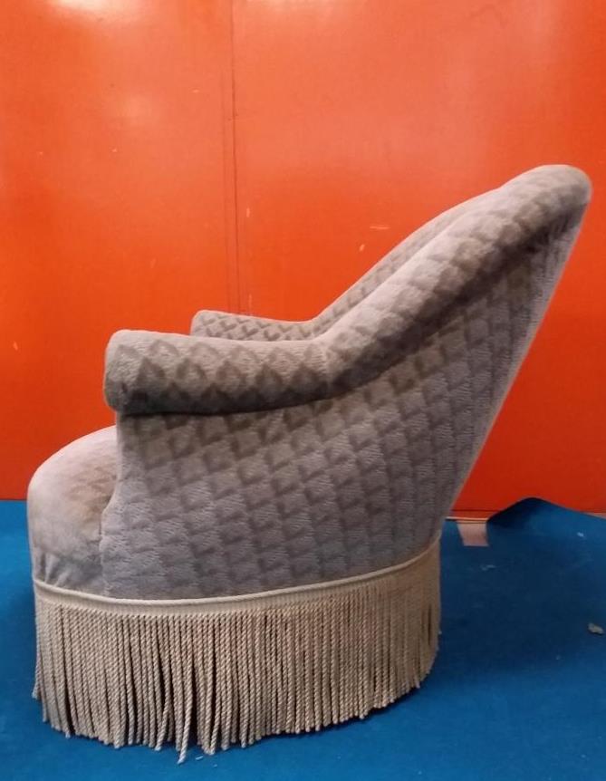 Grey velvet toad chair