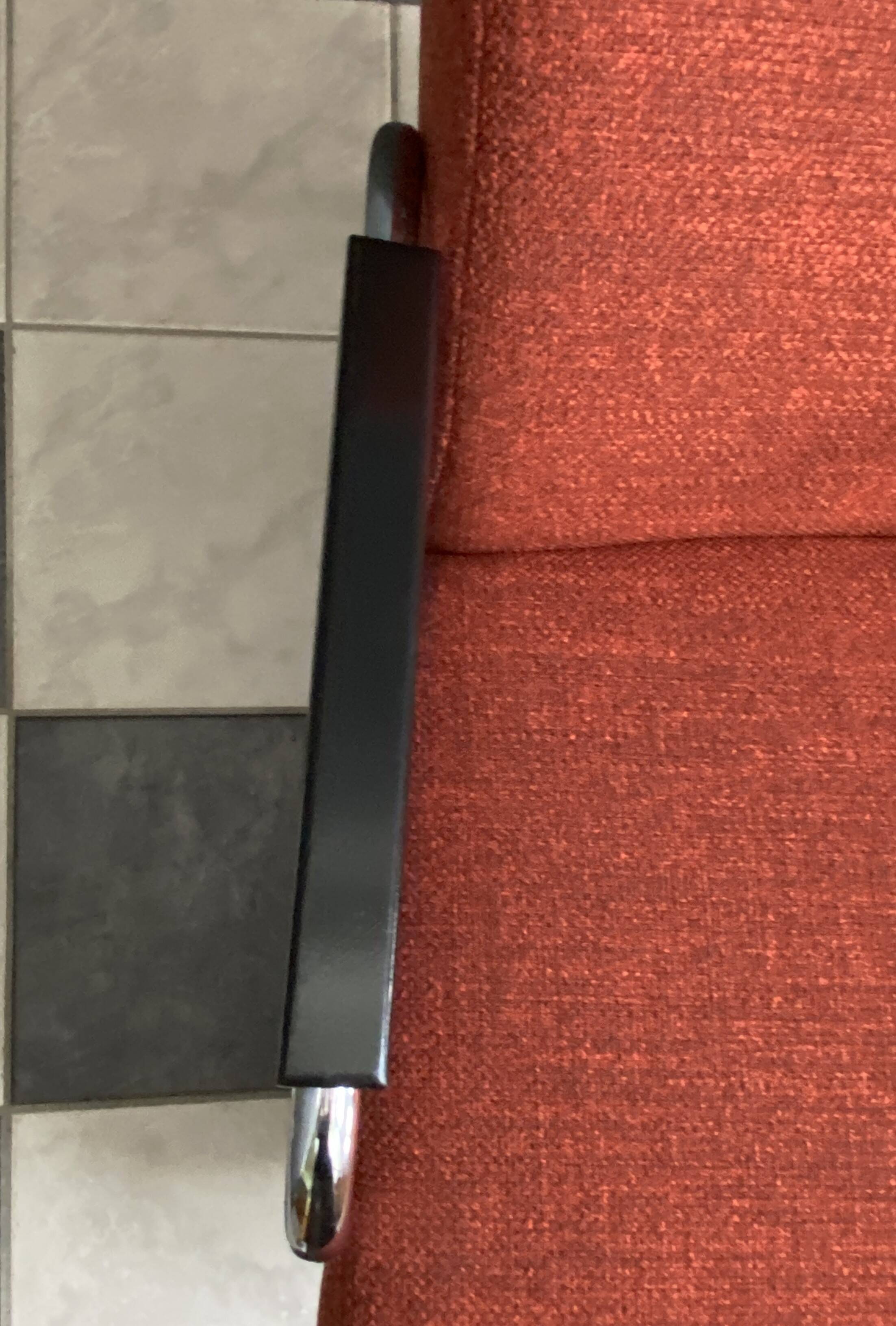 Red Brown fabric relax chair in Chrome frame 1970s