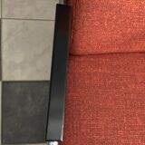 Red Brown fabric relax chair in Chrome frame 1970s