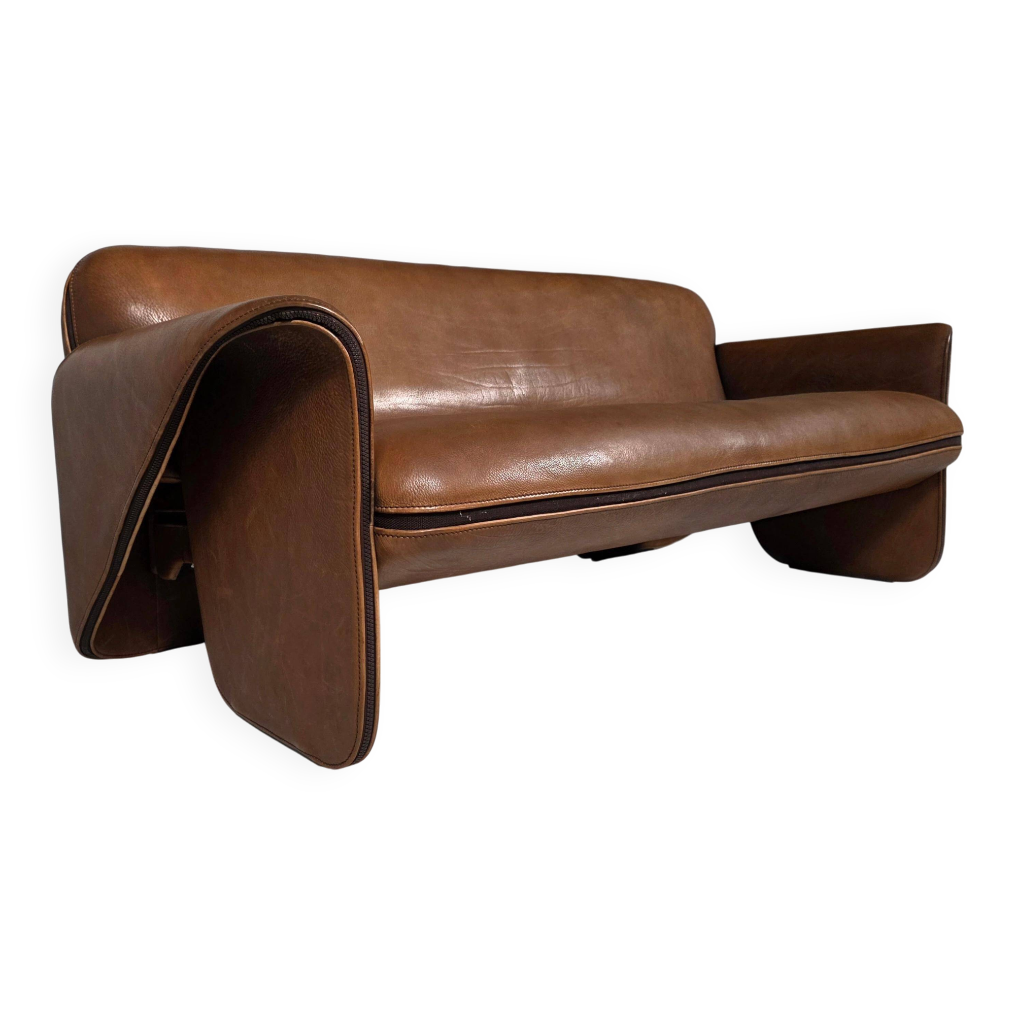 SDe Sede DS-125 Sofa by Gert Lange in cognac leather, Switzerland, 1980s