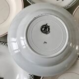 Set of 6 mismatched hollow plates Salins, Digoin Sarreguemines model "Agreste" and Moulin des
