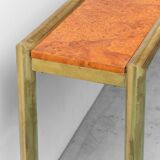Console en laiton et ronce, modernisme vintage des années 1970