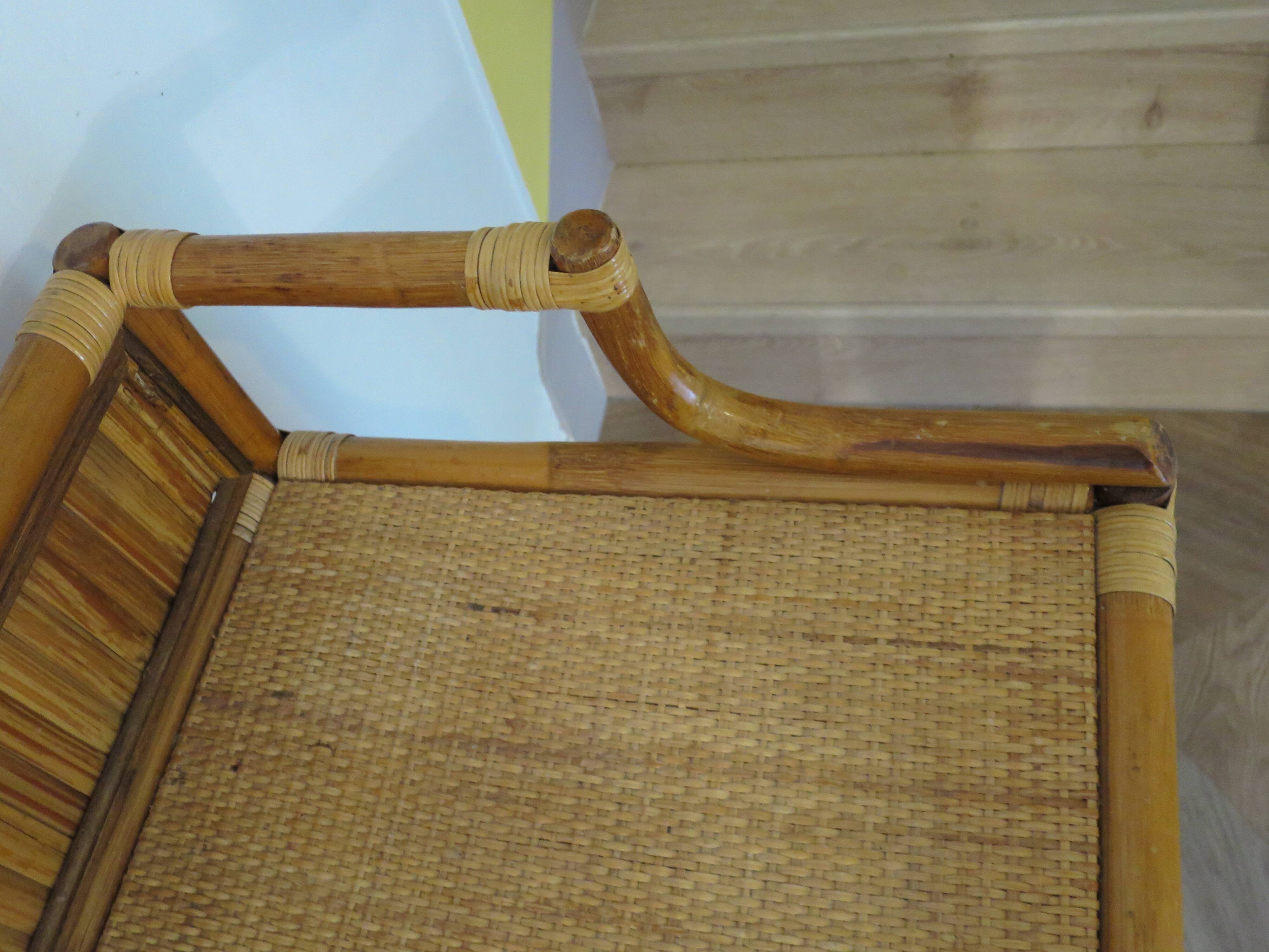 Vintage console/desk made of natural woven rattan, 1960s