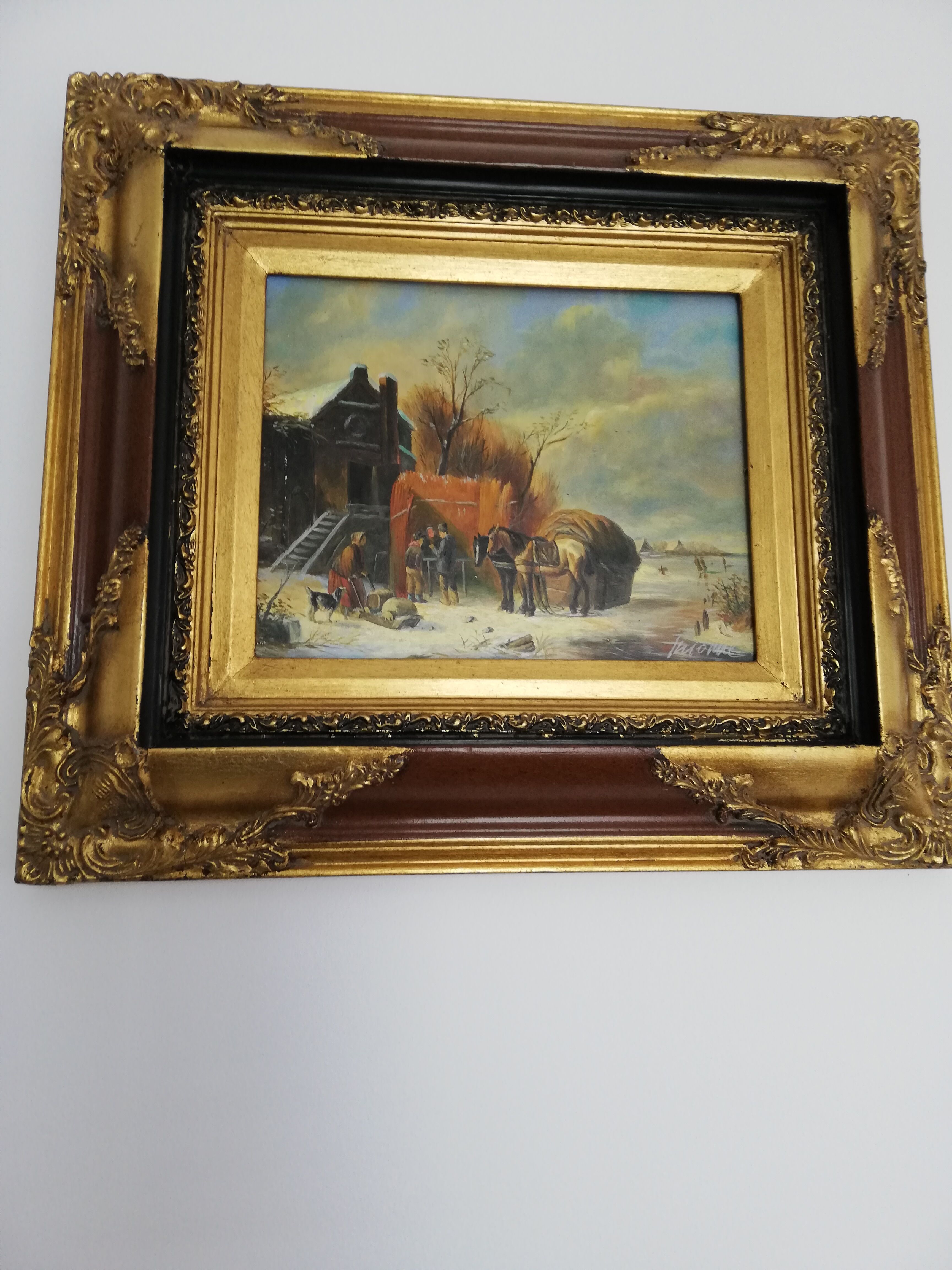 Oil painting on wood "Russian countryside"