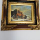 Oil painting on wood "Russian countryside"