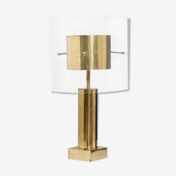 In wood and lucite France 1970 s desk lamp