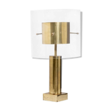 In wood and lucite France 1970 s desk lamp