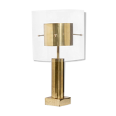 In wood and lucite France 1970 s desk lamp