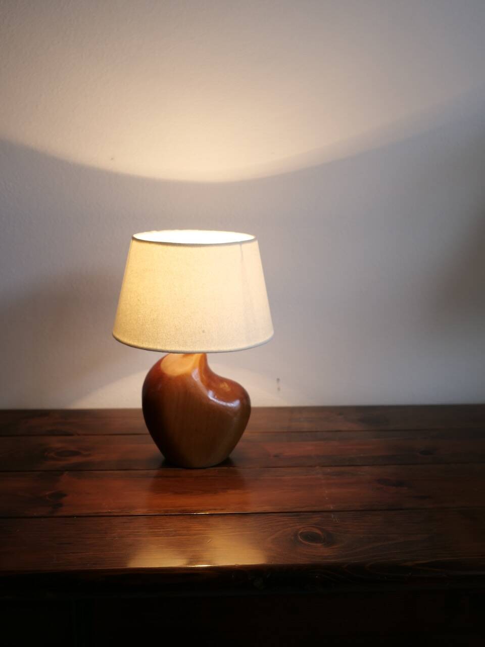 1960s free form wooden bedside lamp