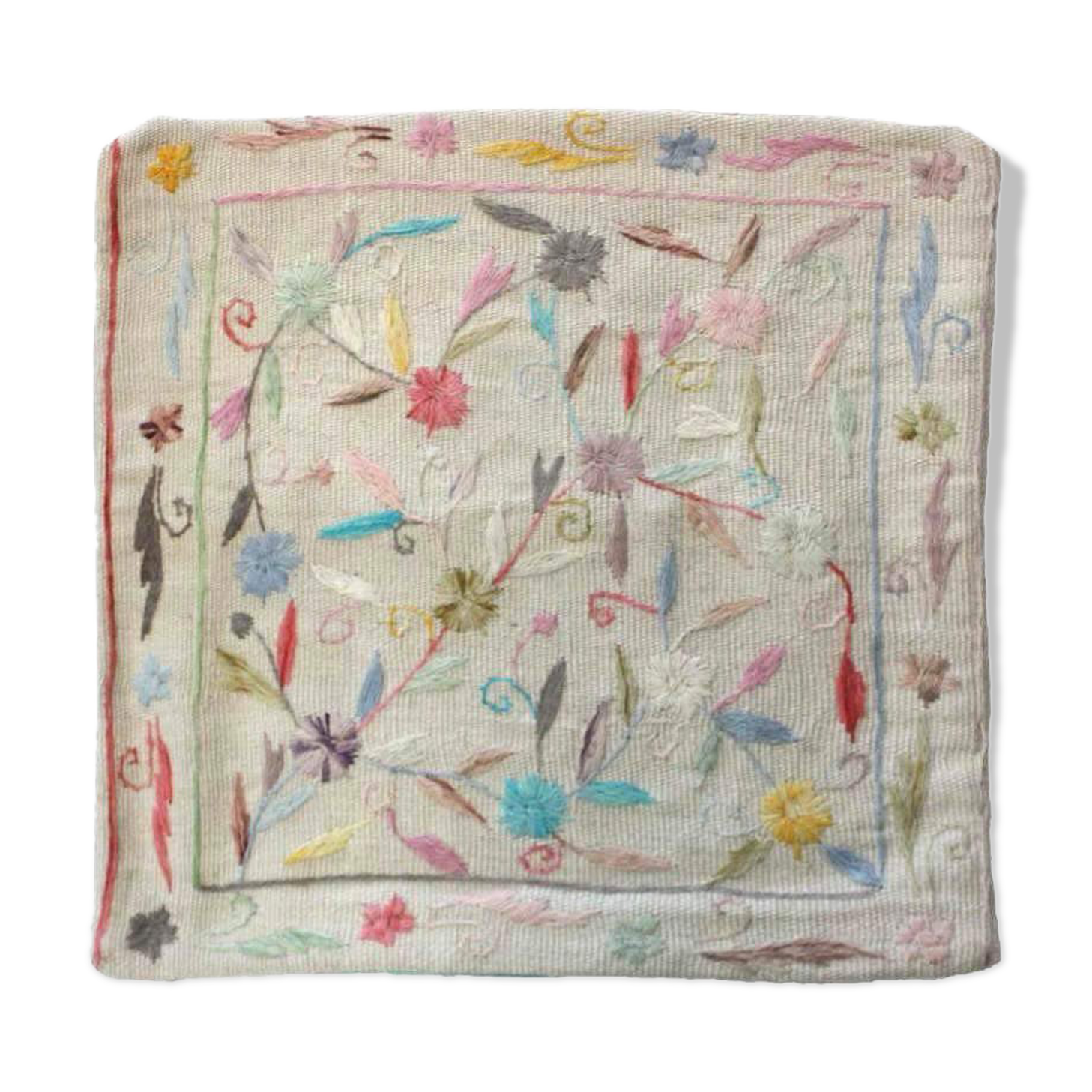 Coussin brode à la main 50 x 50 cm