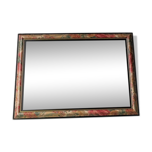 Miroir fleuri vintage en bois,