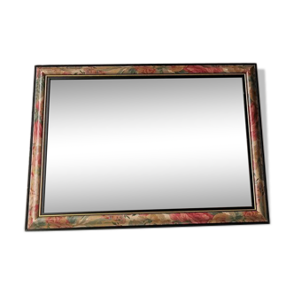 Miroir fleuri vintage en bois, 1980 (49x70cm)