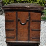 Wooden chest on wheels & wrought iron fittings - nineteenth century