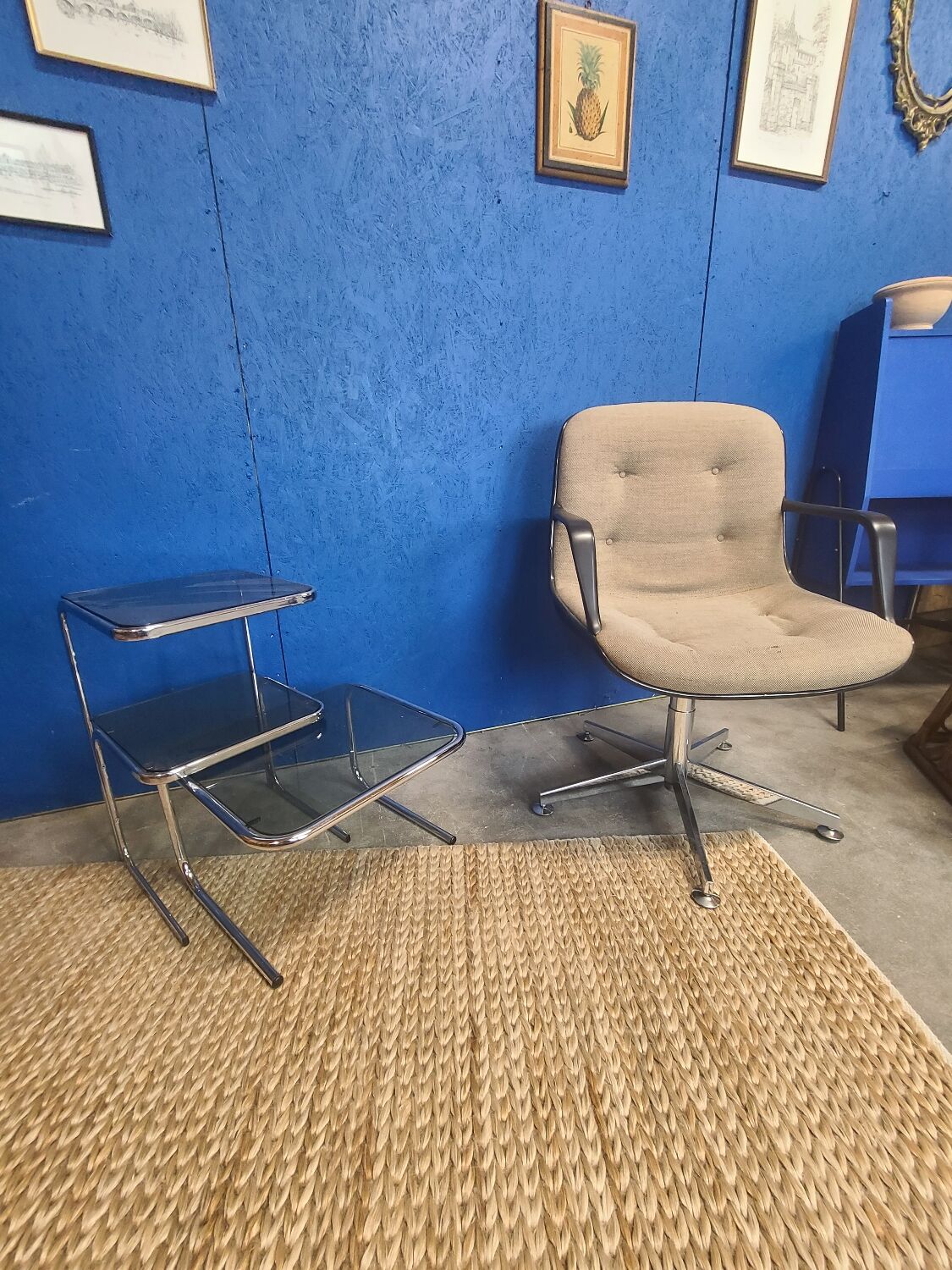 Armchair set with 2 space age tables