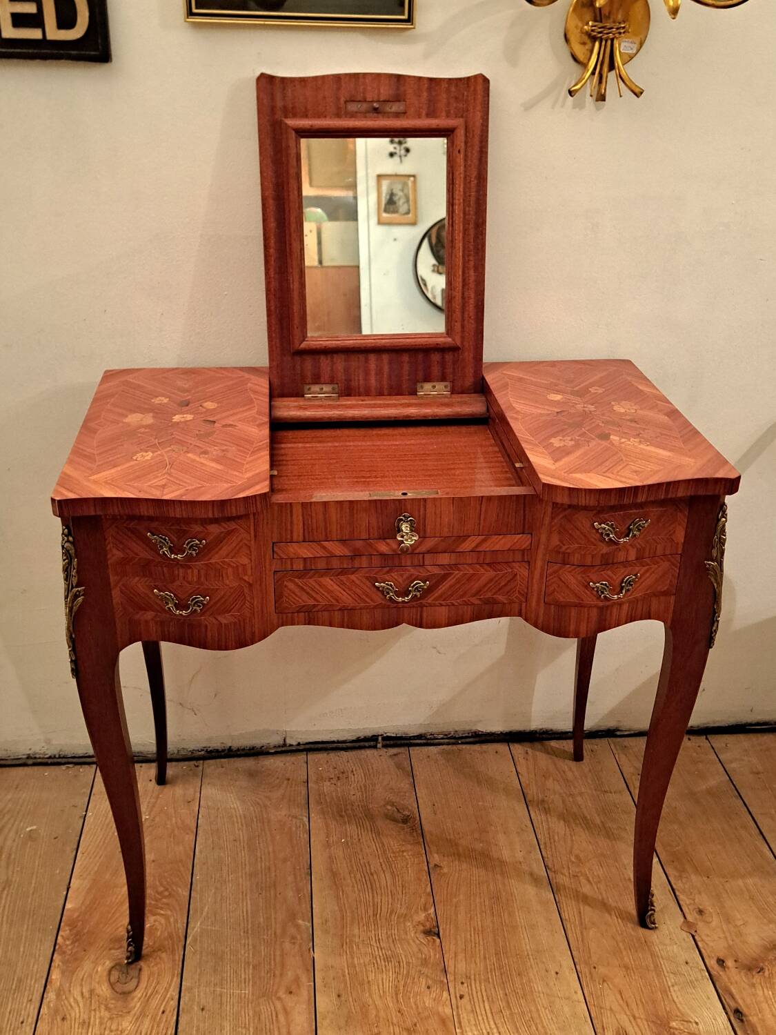 Louis XV style dressing table in marquetry