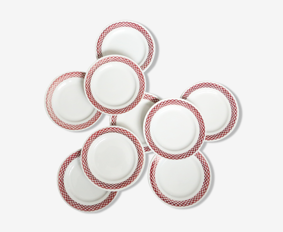 Set de 9 assiettes plates motifs géométriques vintage