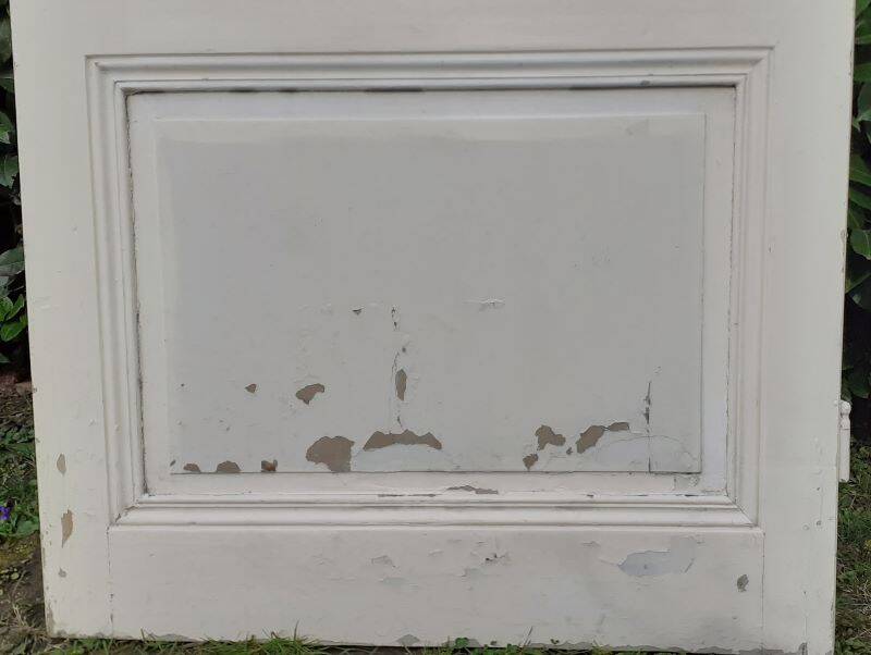 Communication door h221xl90cm old paneled, molded, interior