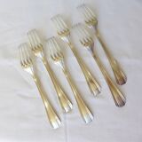 6 vintage Christofle art deco style silver plated forks