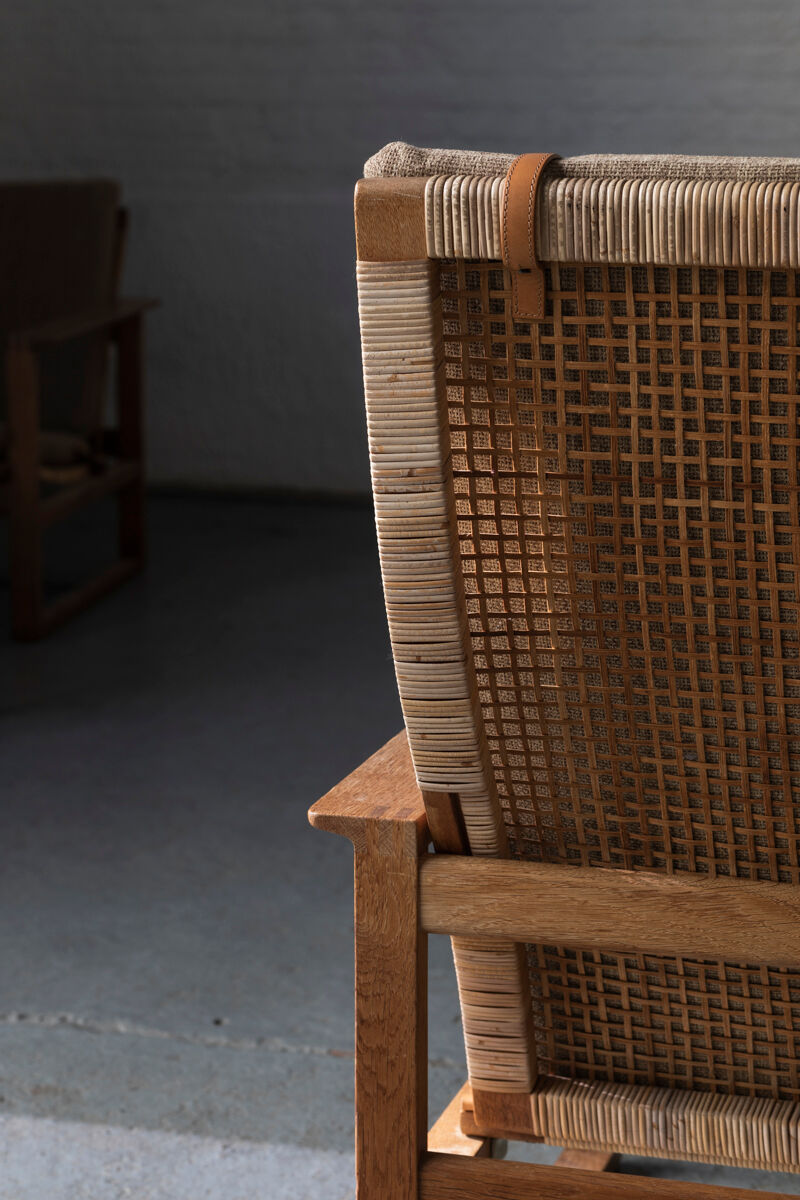 Set of 2 lounge chairs and one footrest by Borge Mogensen for Fredericia Denmark 1960’s