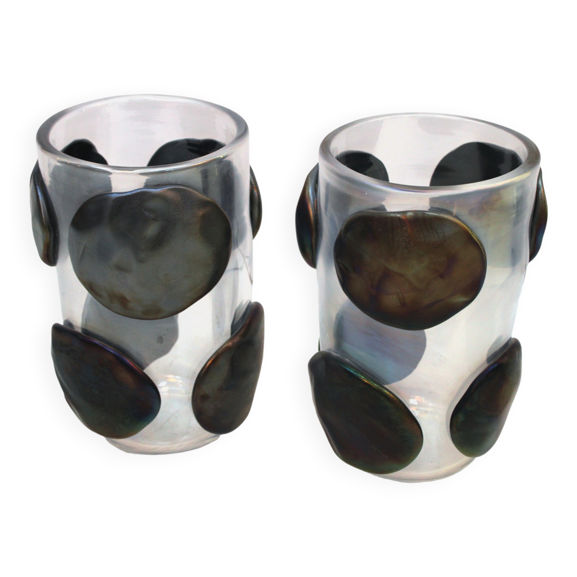 Mid-Century Modern Costantini Murano Glass Italian, Pair of Vases