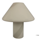 Lampe champignon en verre de Murano opale à rayures spirales design moderniste années 70