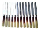 12 cheese knives, fruit handle in horn