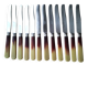 12 cheese knives, fruit handle in horn