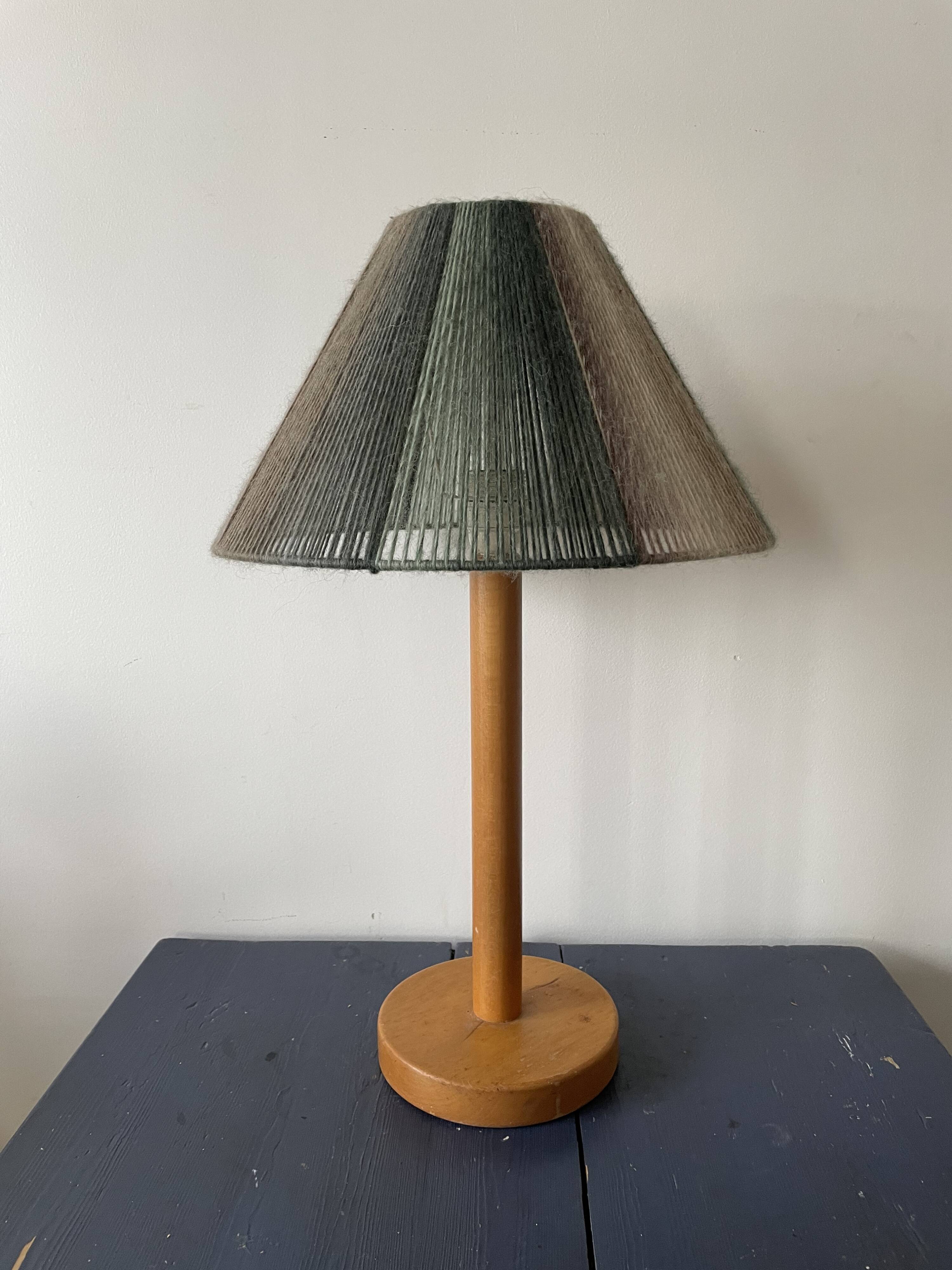 Vintage blond wooden lamp