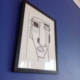 Vinyl paint on solid cardboard in a glazed black frame