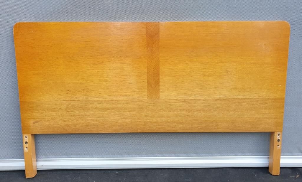 Vintage bed 1960 geometric marquetry 140