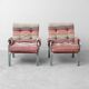 Pair of vintage metal armchairs with multicolour fabric – 1970s