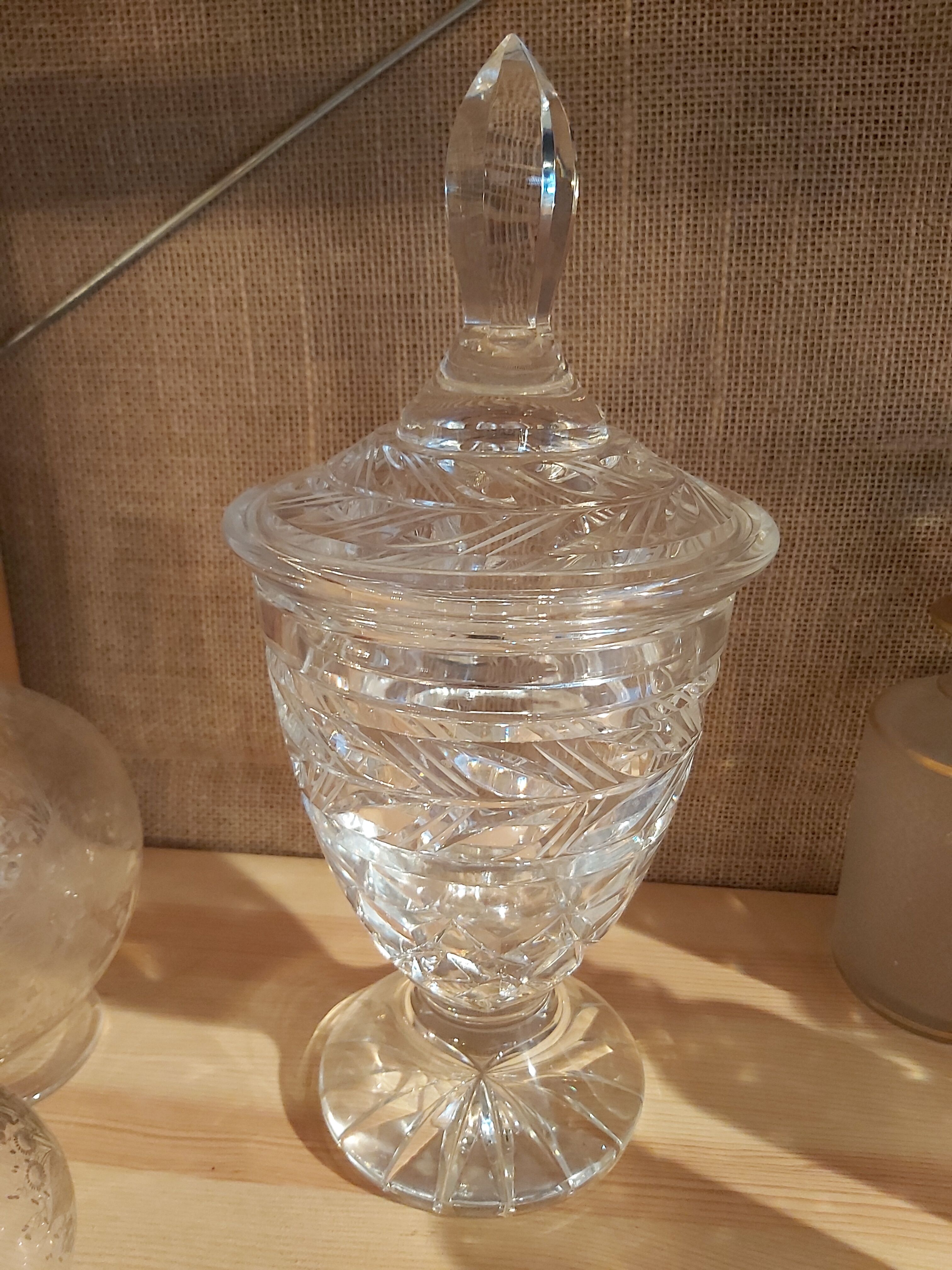 Cut crystal candy pot h 33 cm