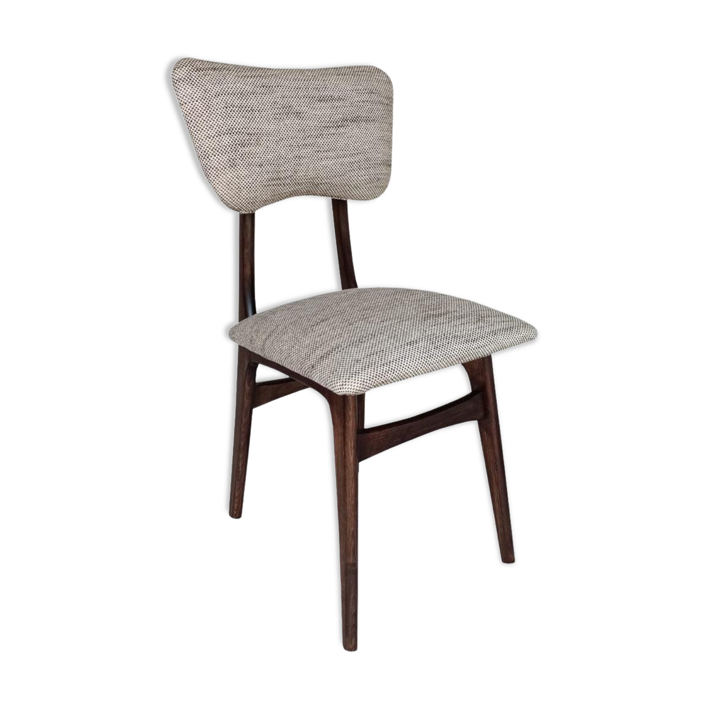Butterfly Mid-Century dining chair in Peony cotton, Poland, 1960s