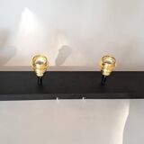 Applique 4 lumières orientables en métal noir et douilles en laiton doré