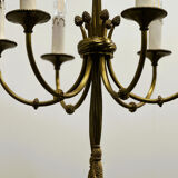 Vintage brass rope & tassel chandelier with 6 lights, France, 1950s