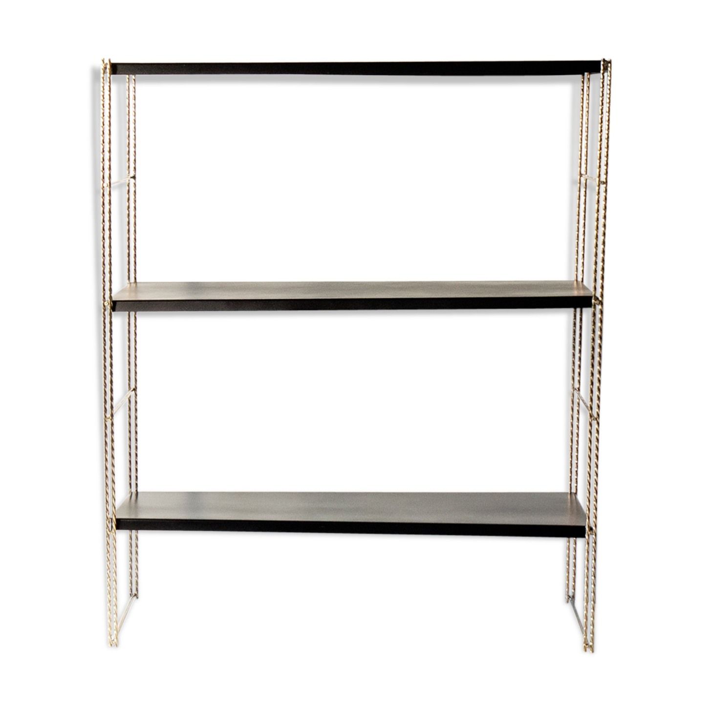 Modular shelves in brass and black steel 60s