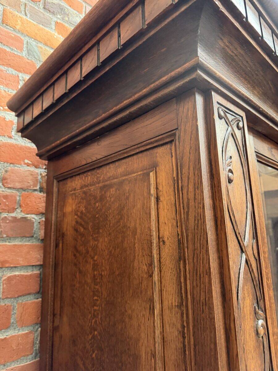 Large oak pharmacy display cabinet