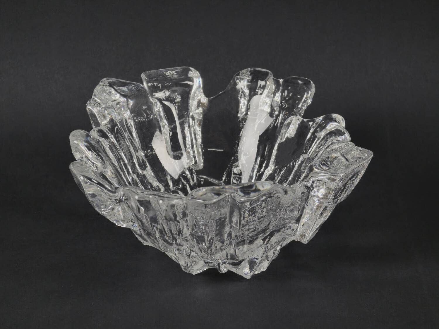 Vintage 1970s Maleras 'Isak' Art Glass Crystal Bowl By Mats Jonasson.