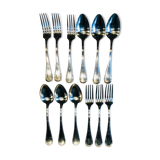 Set of 6 cutlery (12 pieces) in silver metal