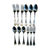 Ensemble de 6 couverts 12 pièces en métal argenté