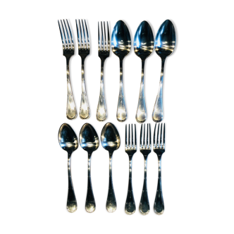 Set of 6 cutlery (12 pieces) in silver metal