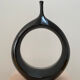 Sculptural black ring vase in ceramic