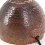 Handcrafted ceramic lamp signed, beige lampshade