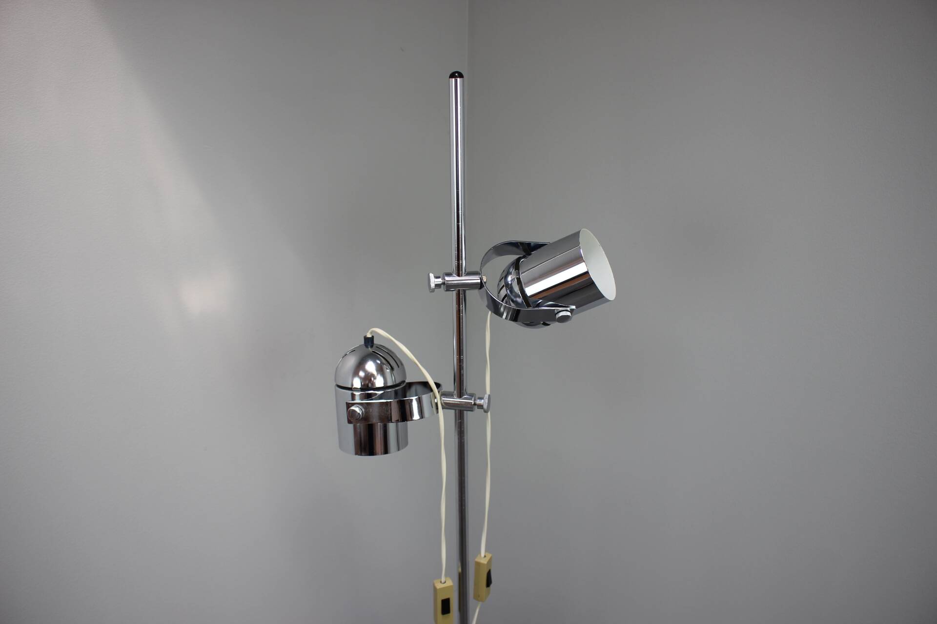 Adjustable double spotlight floor lamp "Stanislav Indra Chrome", Czechoslovakia
