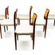 Set of 8 Danish Dining Chairs in Rosewood & Rattan attr. Niels Moller