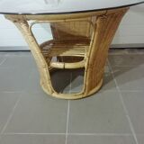 Vintage rattan round coffee table